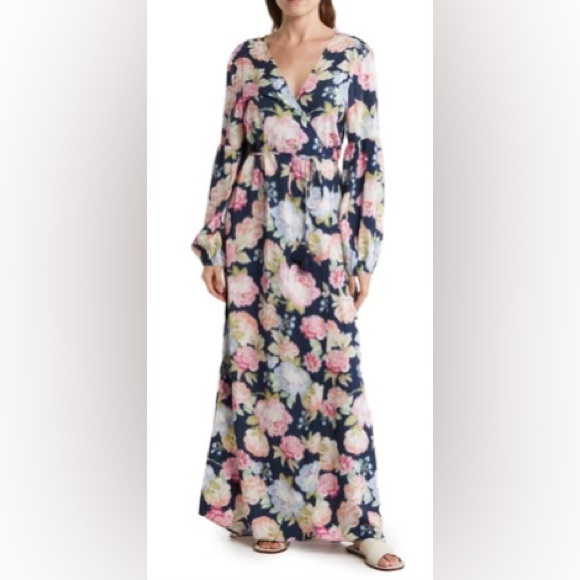 NWOT MAAJI MIDNIGHT GARDEN LONG SLEEVES COVER-UP WRAP DRESS - Picture 7 of 10